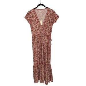 NWT Max Studio Womens Midi Crepe Jersey Wrap Dress Size Small Short Sleeve